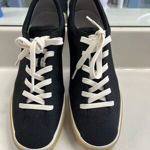 Black Knit Sneakers with White Laces